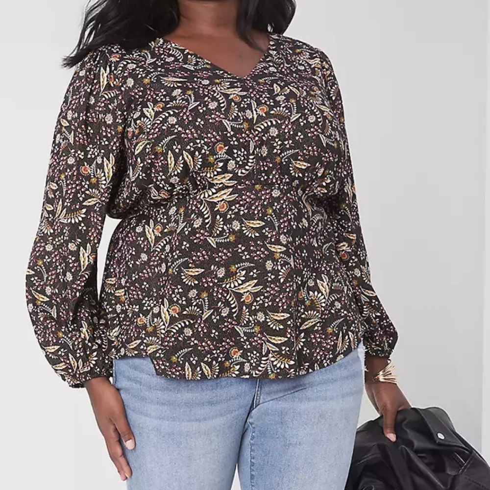 Lane Bryant Montana Fields Classic V-Neck Babydoll Top Size: 18 EUC